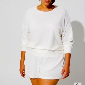 Terry Cloth Long Sleeve Beach Sweatshirt & Shorts Set